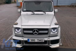 LED Фарове подходящи за Mercedes G-Class W463 (1989-2012) Bi-Xenon Дизайн Черен-image-6021031