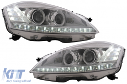 LED Фарове подходящи за Mercedes S-Class W221 (2005-2009) Facelift Look LHD-image-6074990
