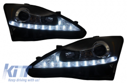 
LED nappali menetfényes első lámpák futófényes irányjelzőkkel és füst színű teljes LED hátsó lámpák LEXUS IS XE20 (2006-2013) modellekhez, Facelift XE30 Dizájn-image-6025946