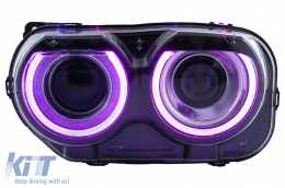 LED Scheinwerfer für Dodge Challenger 2015-2023 Schwarz für Halogen Doppelprojektor RGB-Lichter-image-6111081