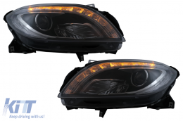 LED Scheinwerfer für Mercedes M-Klasse W166 2012-2015 Schwarz für Halogen-image-6099516