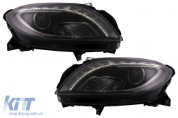 LED Scheinwerfer für Mercedes M-Klasse W166 2012-2015 Schwarz für Halogen-image-6099520