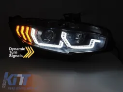 LED-Scheinwerfersatz geeignet für Honda Civic X 2016-2021 Hatchback, Limousine, Coupé mit schwarzem Gehäuse, ausgestattet mit dynamischen Blinkern, für das Modell mit werkseitigen Tagfahrlichtern, lin-image-6152952