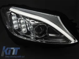 LED-Scheinwerfersatz geeignet für Mercedes C-Klasse W205 2014-2018 mit Chrombasis, links und rechts, für das Modell mit Standard-Halogen-Scheinwerfern-image-6153070
