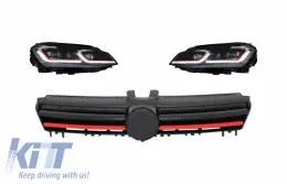 image-34-Фарове LED Sequential Динамичен Turn Light с Решетка подходящи за VW Golf 7 VII (2013-2017) R Look Red