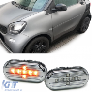 LED side indicator set clear glass chrome for Smart Fortwo 453 Coupe Cabrio from 2014