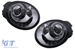 image-12-LED Tagfahrlicht für VW New Beetle Hatchback Cabrio 10.98-05.05 Chrom Klarglas