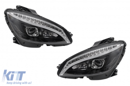 image-48-LED-Tagfahrlicht Scheinwerfer Röhrenlicht für Mercedes C W204 S204 07-10 Schwarz