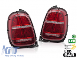 LED tail light kit suitable for Mini Cooper F55 hatchback 5 doors 2012-2017, F56 hatchback 3 doors, F57 convertible 2014-2017 with red and white base, for 6-pin connector, dynamic turn signal left and - ABMITX6010220