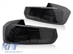 image-9-LED tail light set suitable for BMW 3 Series F30 sedan 2011-2018, with smoked base, left and right