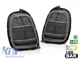 LED tail light set suitable for Mini Cooper F55 hatchback 5 doors 2012-2017, F56 hatchback 3 doors, F57 convertible 2014-2017 with fully smoked base, for 6-pin connector, dynamic left and right turn s - ABMITX6010222