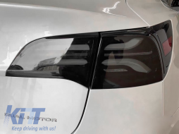 LED tail light set suitable for Tesla Model 3 after 2017, with smoked base, left and right-image-6237881