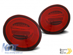image-5-LED tail light set suitable for VW New Beetle hatchback, convertible 1998-2005, red and white base, left and right