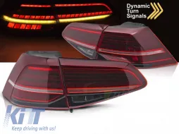 image-39-LED TAILLIGHT SET SUITABLE FOR VOLKSWAGEN GOLF VII 2013-2019 HATCHBACK, WITH RED BASE, LEFT AND RIGHT