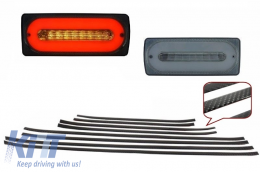 LED Taillights Light Bar Smoke suitable for Mercedes G-class W463 (1989-2015) with Door Moldings Carbon - COTLMBW463LBSDMC