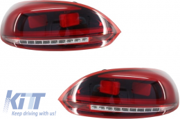 LED Taillights Light Bar suitable for VW Scirocco (2008+) Red/Clear-image-55789
