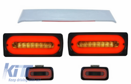 LED Taillights Light Bar with Rear Bumper Fog Lamp and Roof Spoiler suitable for Mercedes G-class W463 (1989-2015) - COTLMBW463LBSRS