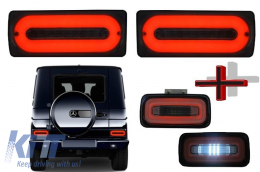 LED Taillights Light Bar with Rear Bumper Fog Lamp suitable for Mercedes G-class W463 (1989-2015) Smoke - COTLMBW463LBSFLLBS