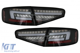 LED Taillights suitable for Audi A4 B8 Sedan (2012-2015) Red Black Dynamic Sequential Turning Lights - TLAUA4B8FB