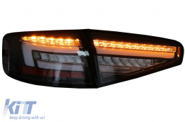 LED Taillights suitable for Audi A4 B8 Sedan (2012-2015) Red Black Dynamic Sequential Turning Lights-image-6082408