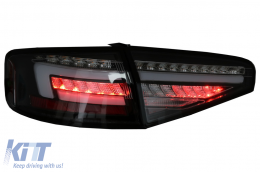 LED Taillights suitable for Audi A4 B8 Sedan (2012-2015) Red Black Dynamic Sequential Turning Lights-image-6082409