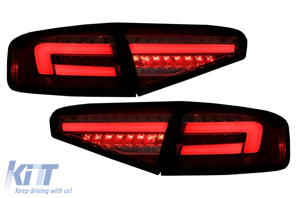 LED-es hátsó lámpák AUDI A4 B8 (2012-2015) Limousine Red White dinamikus szekvenciális kanyarodó lámpákhoz