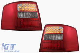 LED Taillights suitable for Audi A6 4B C5 Avant (05.1997-05.2004) Clear Glass Red and White - TLAUA64BAVRRC
