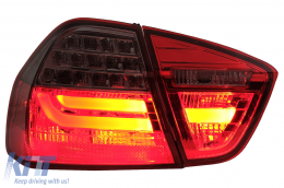 LED Taillights suitable for BMW 3 Series E90 (2005-2008) LED Light Bar LCI Design Red Smoke-image-6033446