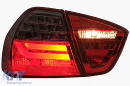 LED Taillights suitable for BMW 3 Series E90 (2005-2008) LED Light Bar LCI Design Red Smoke-image-6033449