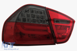 LED Taillights suitable for BMW 3 Series E90 (2005-2008) LED Light Bar LCI Design Red Smoke-image-6087432