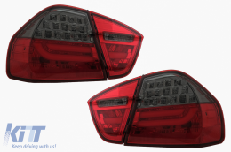 LED Taillights suitable for BMW 3 Series E90 (2005-2008) LED Light Bar LCI Design Red Smoke-image-6087433