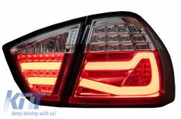 LED Taillights suitable for BMW 3 Series E90 (03.2005-08.2008) Red White LightBar F30 LCI Design-image-6044672