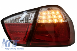 LED Taillights suitable for BMW 3 Series E90 (03.2005-08.2008) Red White LightBar F30 LCI Design-image-6044674
