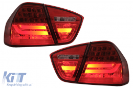 LED Taillights suitable for BMW 3 Series E90 (2005-2008) LED Light Bar LCI Design Red Clear