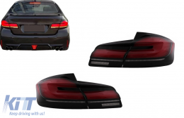 LED Taillights suitable for BMW 5 Series F10 (2011-2017) with Dynamic Sequential Turning Light Upgrade to LCI G30 Design-image-6104563