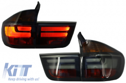 LED Taillights suitable for BMW X5 E70 (2007-2010) Light Bar LCI Facelift Look Smoke-image-6026524