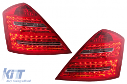 LED Taillights suitable for Mercedes S-Class W221 (2005-2009) Red White - TLMBW221FTT