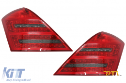 LED Taillights suitable for Mercedes S-Class W221 (2005-2009) Red Smoke with Dynamic Sequential Turning Signal - TLMBW221FRSTT