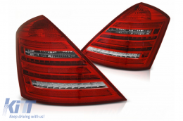 LED Taillights suitable for Mercedes S-Class W221 (2005-2009) Red Clear with Dynamic Sequential Turning Signal - TLMBW221FRCTT