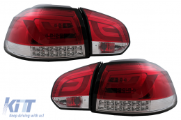 LED Taillights suitable for VW Golf 6 VI (2008-2013) Red Clear-image-6105881