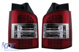 LED Taillights suitable for VW Transporter V T5.1 (04.2010-2015) Chrome Red Clear - TLVWT5LEDRCC