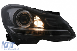LED TFL Scheinwerfer für Mercedes C-Klasse W204 S204 MOPF 2011–2014 Schwarz-image-6100217