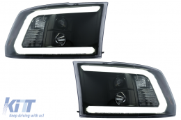LED Tube Light Headlights suitable for Dodge RAM IV (2009-2018) Black - HLDORAMBLED