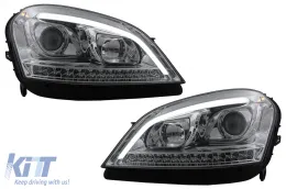 image-71-LED Tube Light Headlights suitable for Mercedes M-Class W164 ML (2005-2007) Chrome with Dynamic Sequential Turning Light