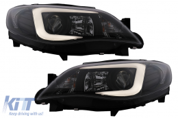 LED Tube Light Headlights suitable for Subaru Impreza III GH (2007-2012) Black - HLSUIM3B