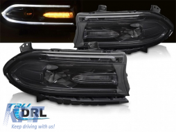 LED tuning headlight set suitable for Dodge Charger 2014-2023 with black base, for the model with factory DRL lights, left and right-image-6238366