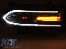 LED tuning headlight set suitable for Dodge Charger 2014-2023 with black base, for the model with factory DRL lights, left and right-image-6238368