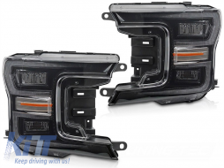LED tuning headlight set suitable for Ford F150 2017-2020 with black base, for the model with factory DRL lights, with dynamic turn signals, left and right - ABHF6021223