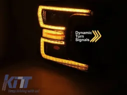 LED tuning headlight set suitable for Ford F150 2017-2020 with black base, for the model with factory DRL lights, with dynamic turn signals, left and right-image-6238416
