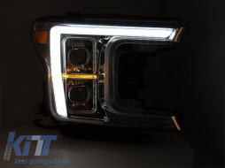 LED tuning headlight set suitable for Ford F150 2017-2020 with chrome base, featuring dynamic turn signals, left and right-image-6238449